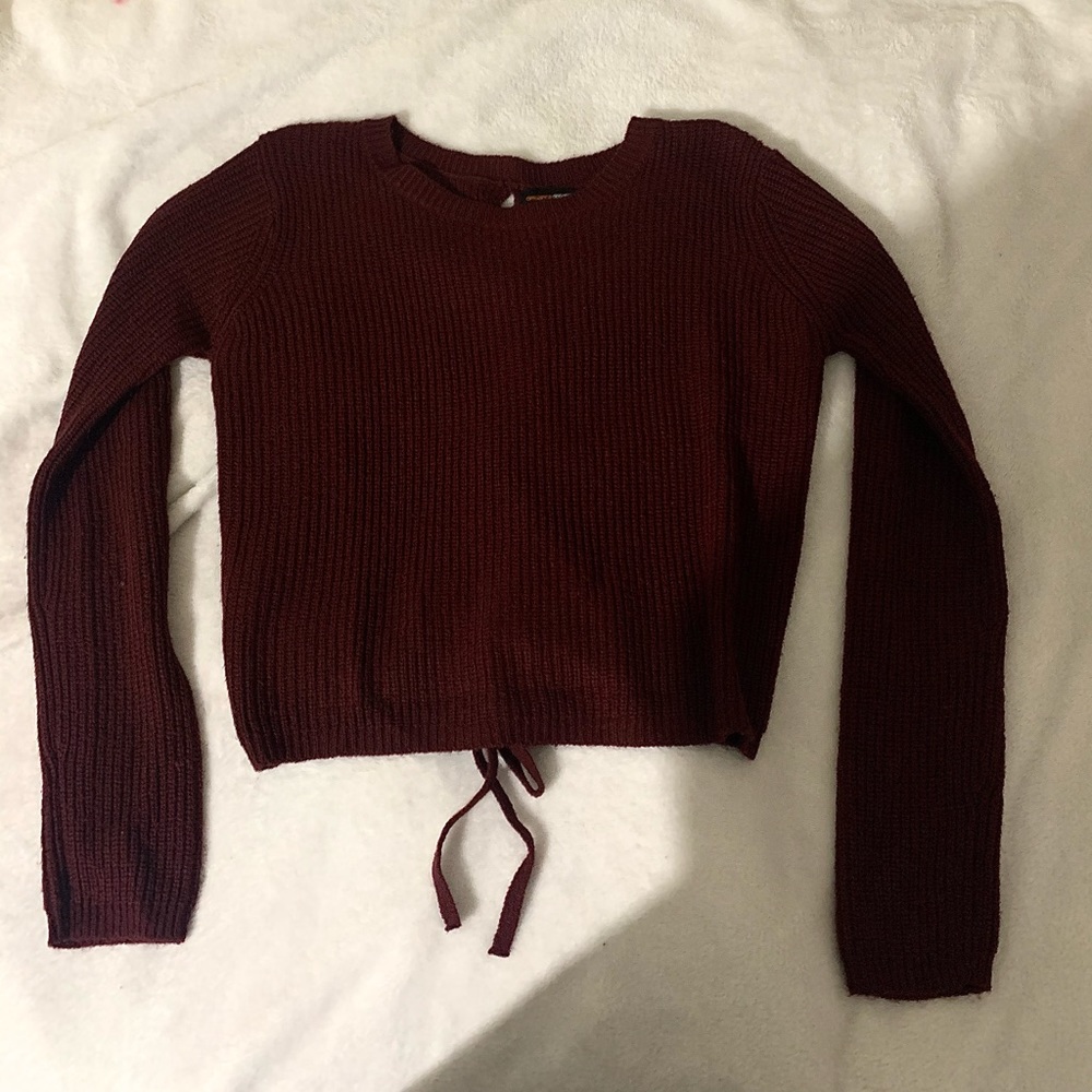 Red tie back sweater size medium
